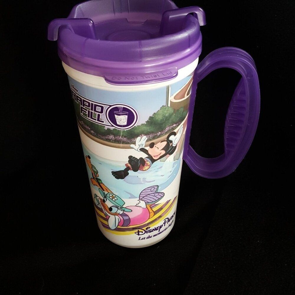 Disney Parks Minnie & Mickey Whirley Disney Parks 7" Refillable Purple Mug Cup